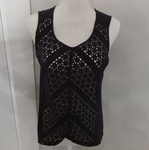 ANA BLACK EYELET TANK TOP SIZE S
